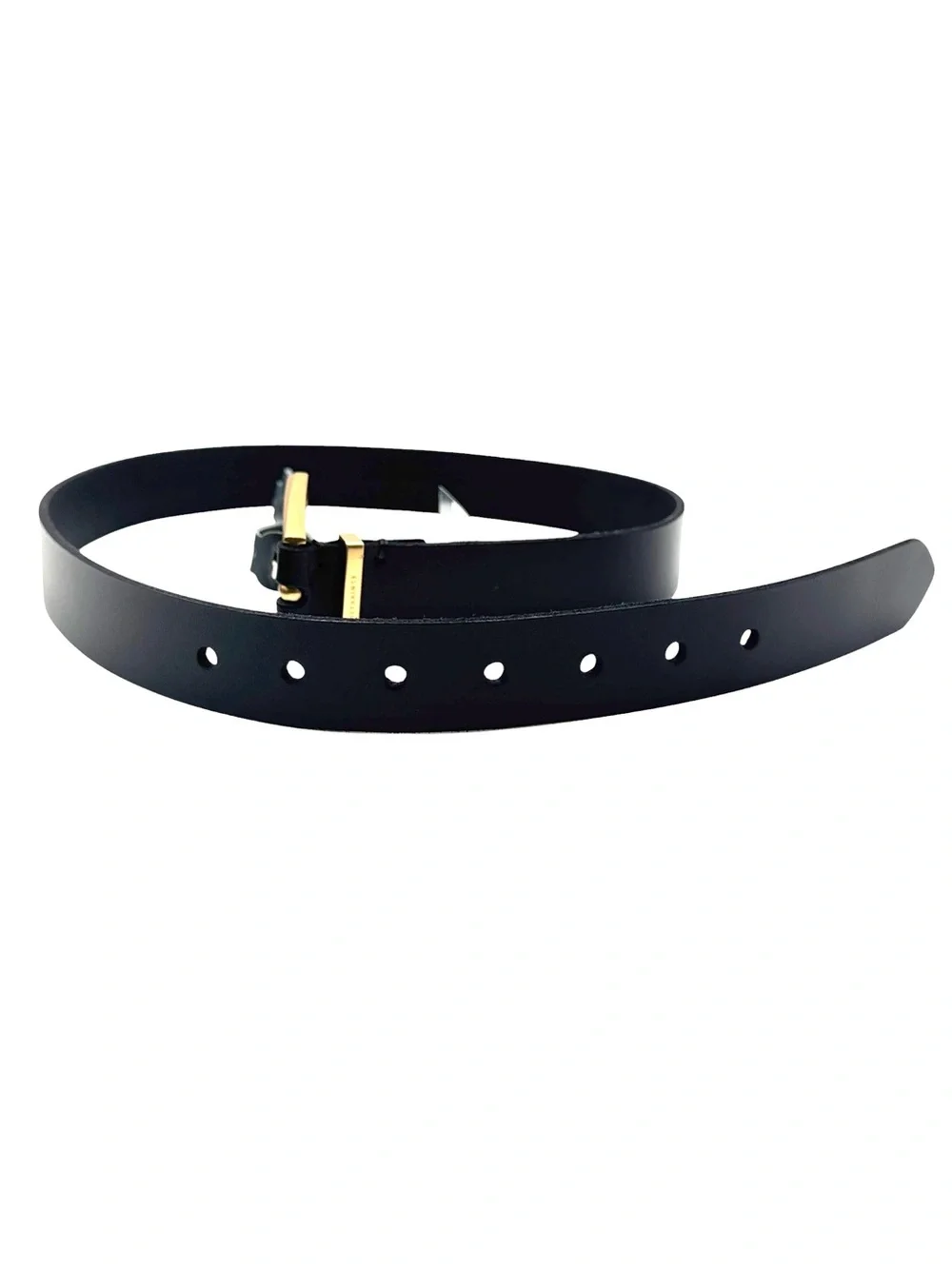 NWT AllSaints Women’s Black Leather 30mm Western Hexagonal Buckle Belt - Size S